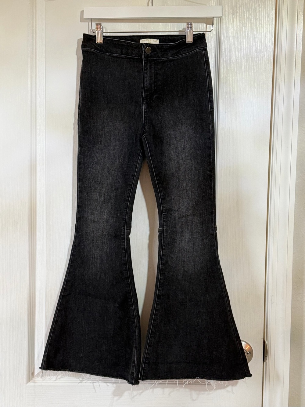 Chelsea & Violet Black Flared Kids Jeans with Raw Hem